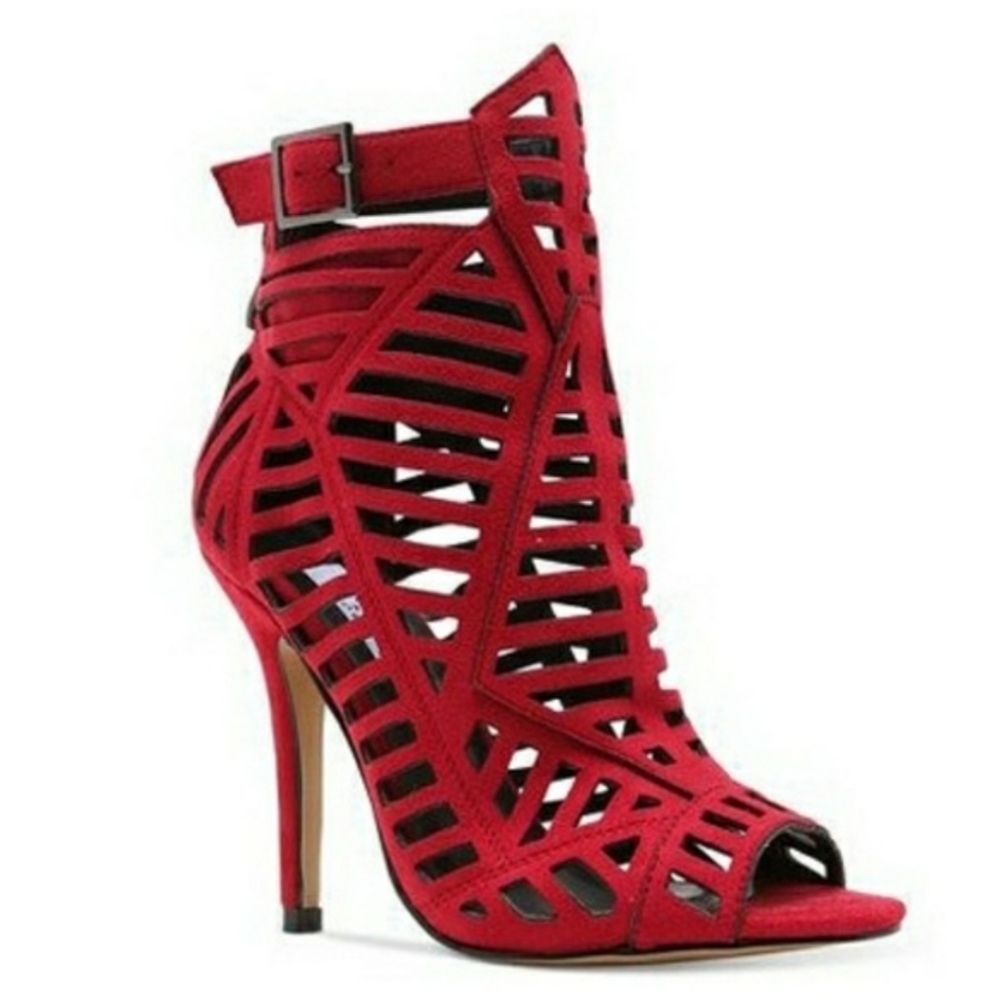 Chelsea & Zoe Red Parnika Caged Bootie (Sz 7.5)